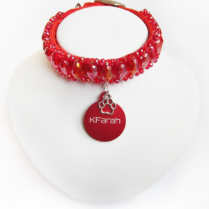 Collier Chat Gouttes Rouge