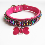 Collier Chien Gouttes Fuchsia