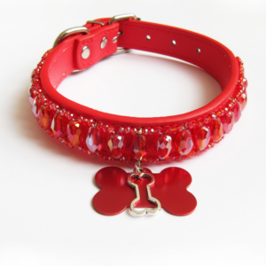 Collier Chien Gouttes Rouge