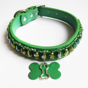 Collier Chien Gouttes Vert