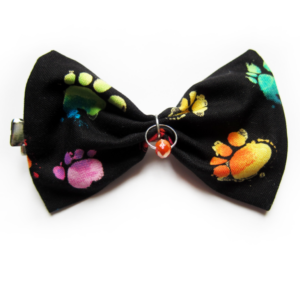 Nœuds Papillon Chiens et Chats - Motifs pattes multicolores noir