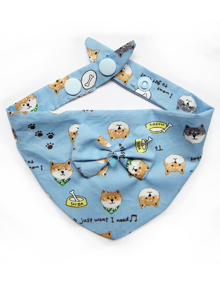 Foulards à pressions pour chats & chiots - Bleu Shiba