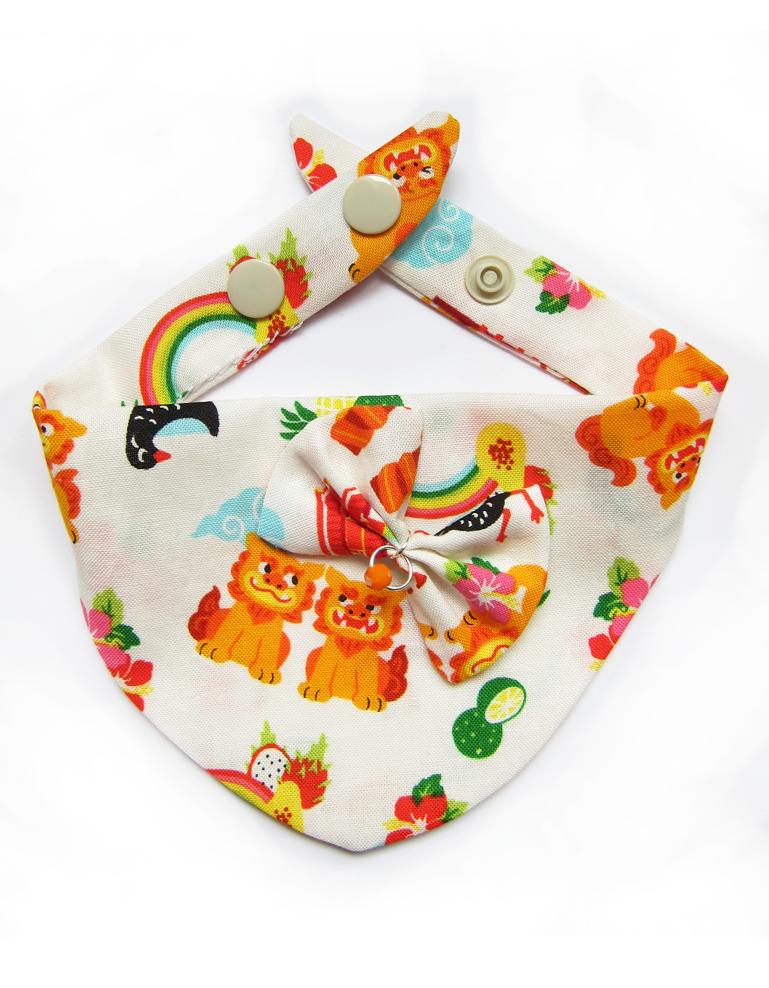 Foulards à pressions pour chats & chiots - Blanc Dragons
