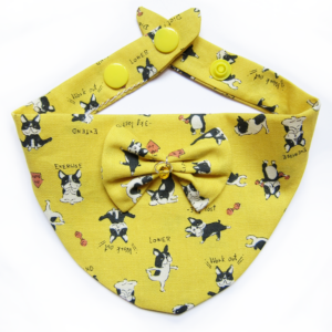 Foulards Ă pressions pour chats & chiots - Jaune Bulldog